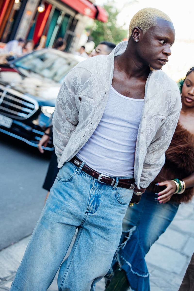 Paris Fashion Week SS26 Street Style louis vuitton suits leather ensembles balenciaga palace skateboards soccer jerseys rick owens cult relaxed suiting denim on denim streetwear