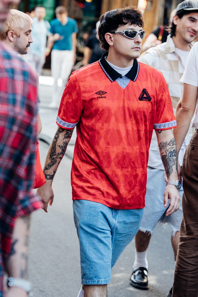 Paris Fashion Week SS26 Street Style louis vuitton suits leather ensembles balenciaga palace skateboards soccer jerseys rick owens cult relaxed suiting denim on denim streetwear