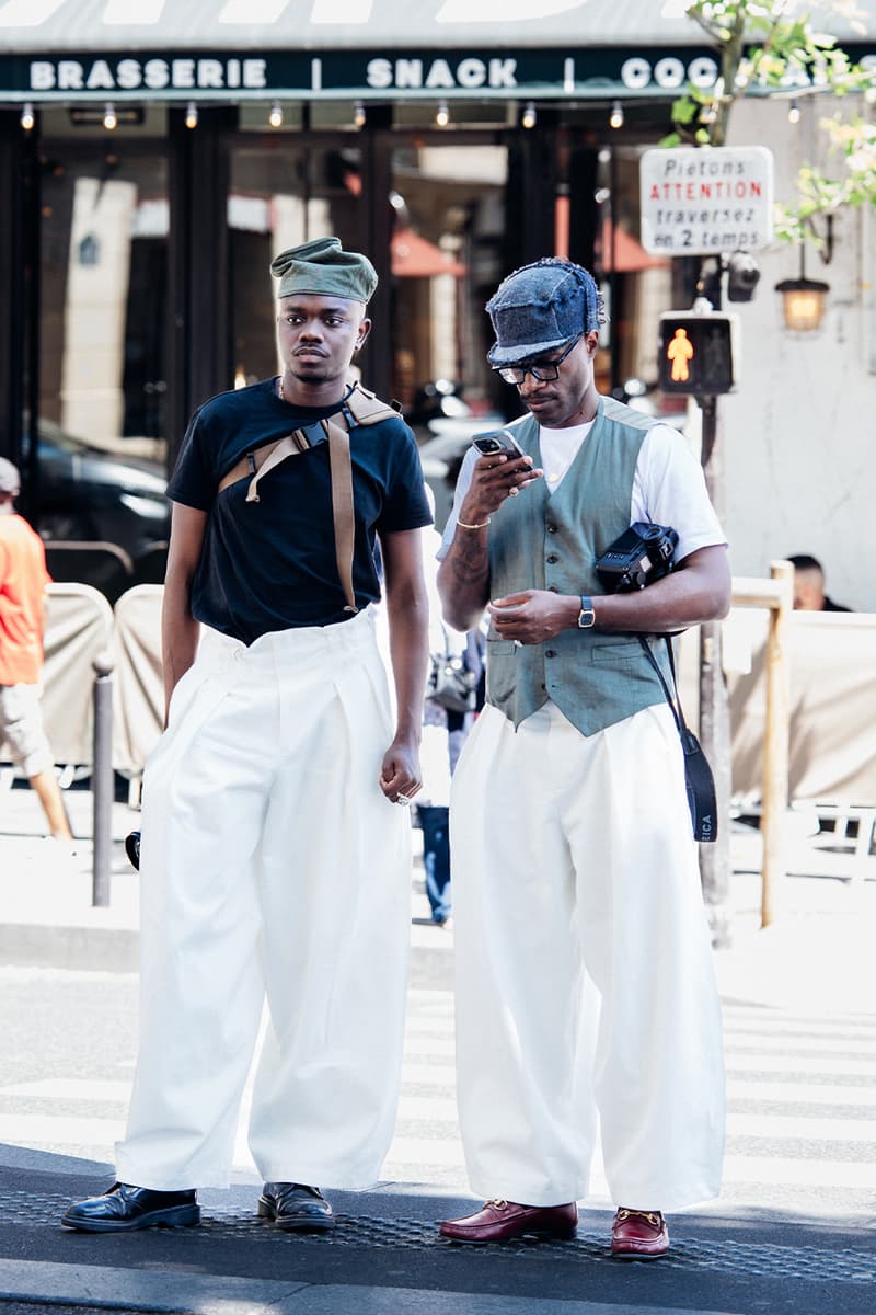 Paris Fashion Week SS26 Street Style louis vuitton suits leather ensembles balenciaga palace skateboards soccer jerseys rick owens cult relaxed suiting denim on denim streetwear