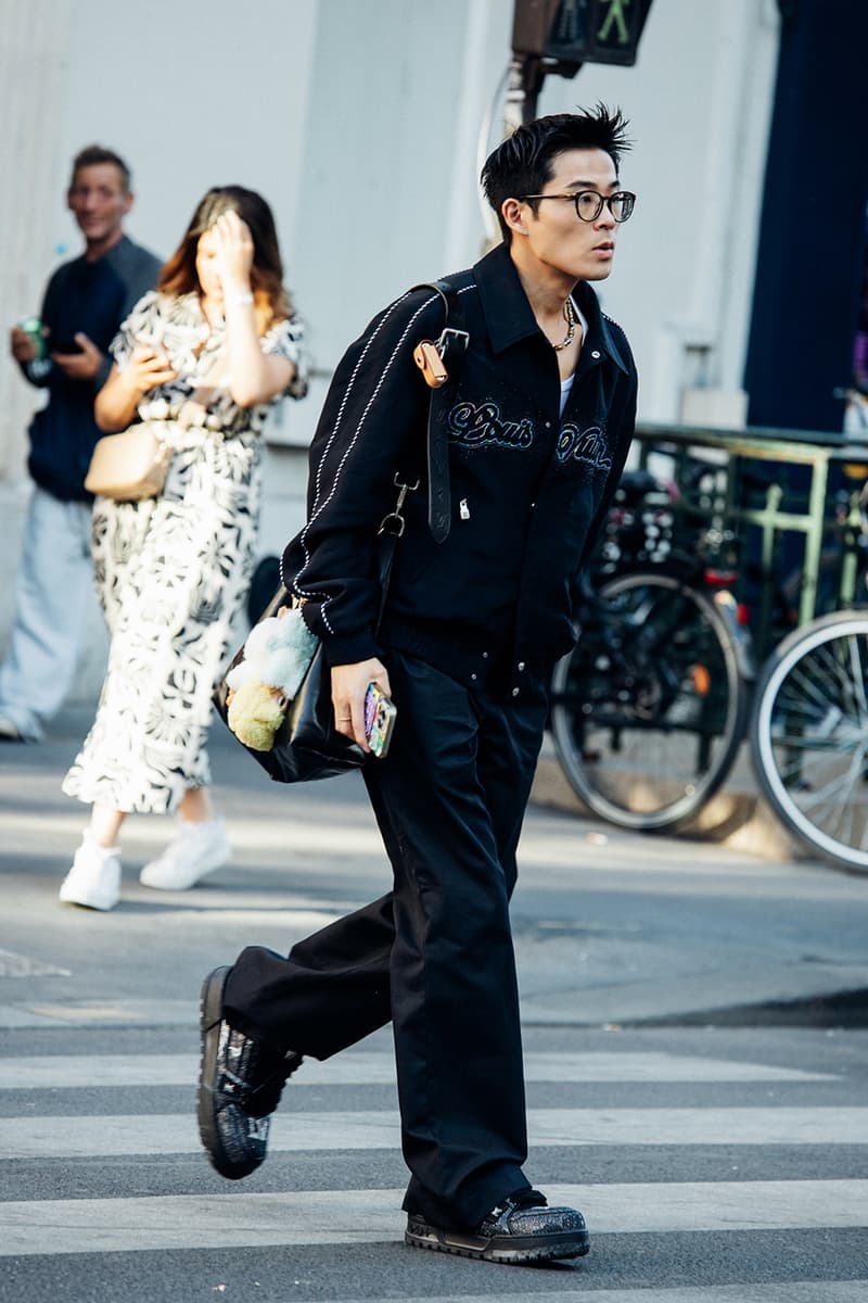 Paris Fashion Week SS26 Street Style louis vuitton suits leather ensembles balenciaga palace skateboards soccer jerseys rick owens cult relaxed suiting denim on denim streetwear