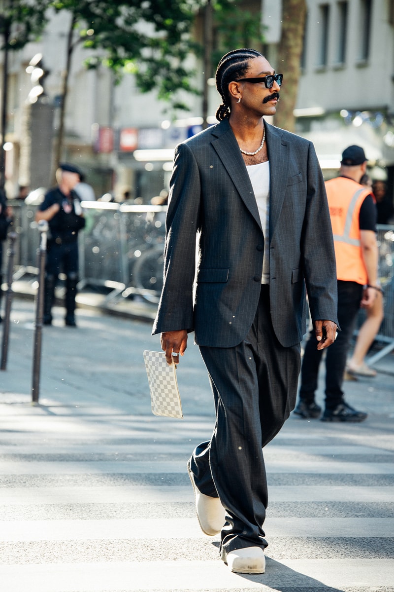 Paris Fashion Week SS26 Street Style louis vuitton suits leather ensembles balenciaga palace skateboards soccer jerseys rick owens cult relaxed suiting denim on denim streetwear