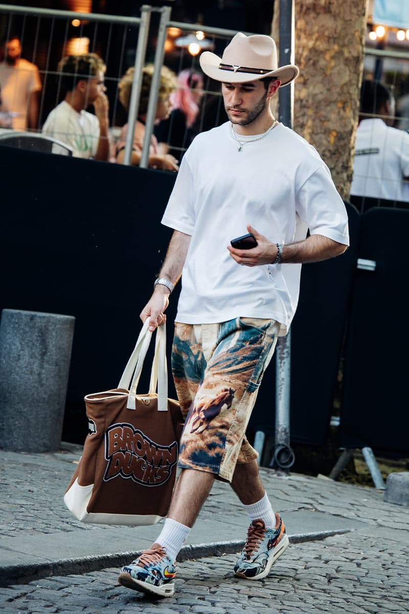 Paris Fashion Week SS26 Street Style louis vuitton suits leather ensembles balenciaga palace skateboards soccer jerseys rick owens cult relaxed suiting denim on denim streetwear