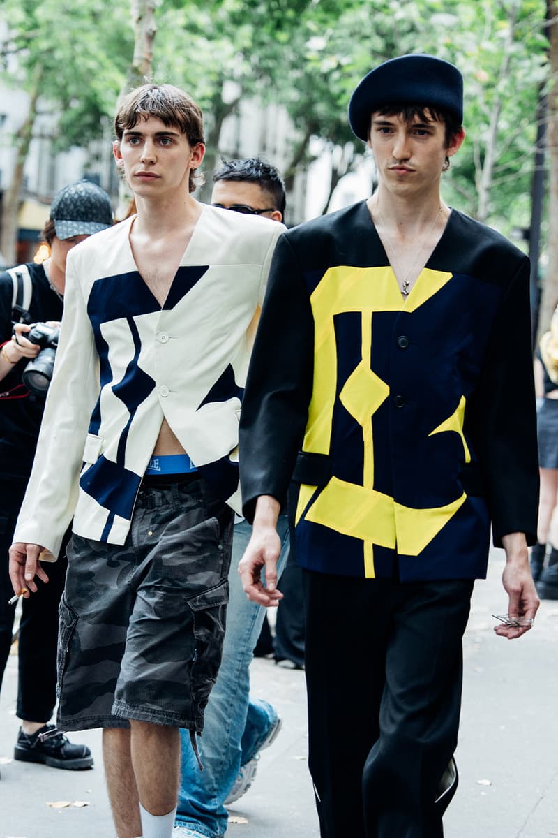 Paris Fashion Week SS26 Street Style louis vuitton suits leather ensembles balenciaga palace skateboards soccer jerseys rick owens cult relaxed suiting denim on denim streetwear