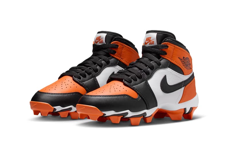 Air Jordan 1 Mid TD Cleat "Shattered Backboard" Has a Release Date Starfish/White-Black FJ6805-801 summer 2025 july release date soccer football cleat black orange Jordan Brand