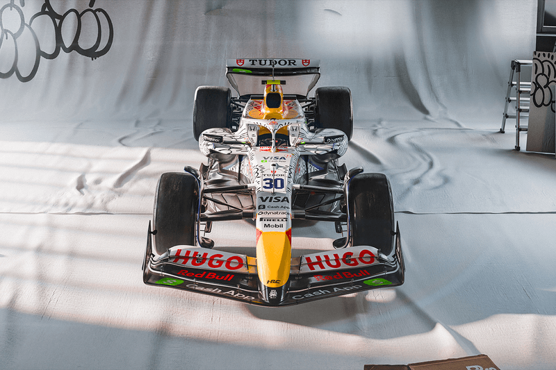 Olaolu Slawn VCARB Formula 1 Car Collaboration artwork HUGO Liam Lawson Isack Hadjar