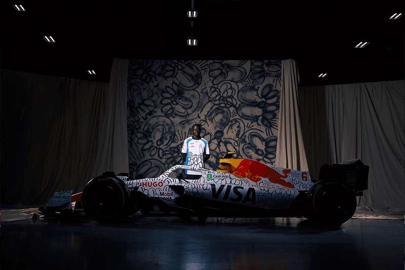Olaolu Slawn VCARB Formula 1 Car Collaboration artwork HUGO Liam Lawson Isack Hadjar
