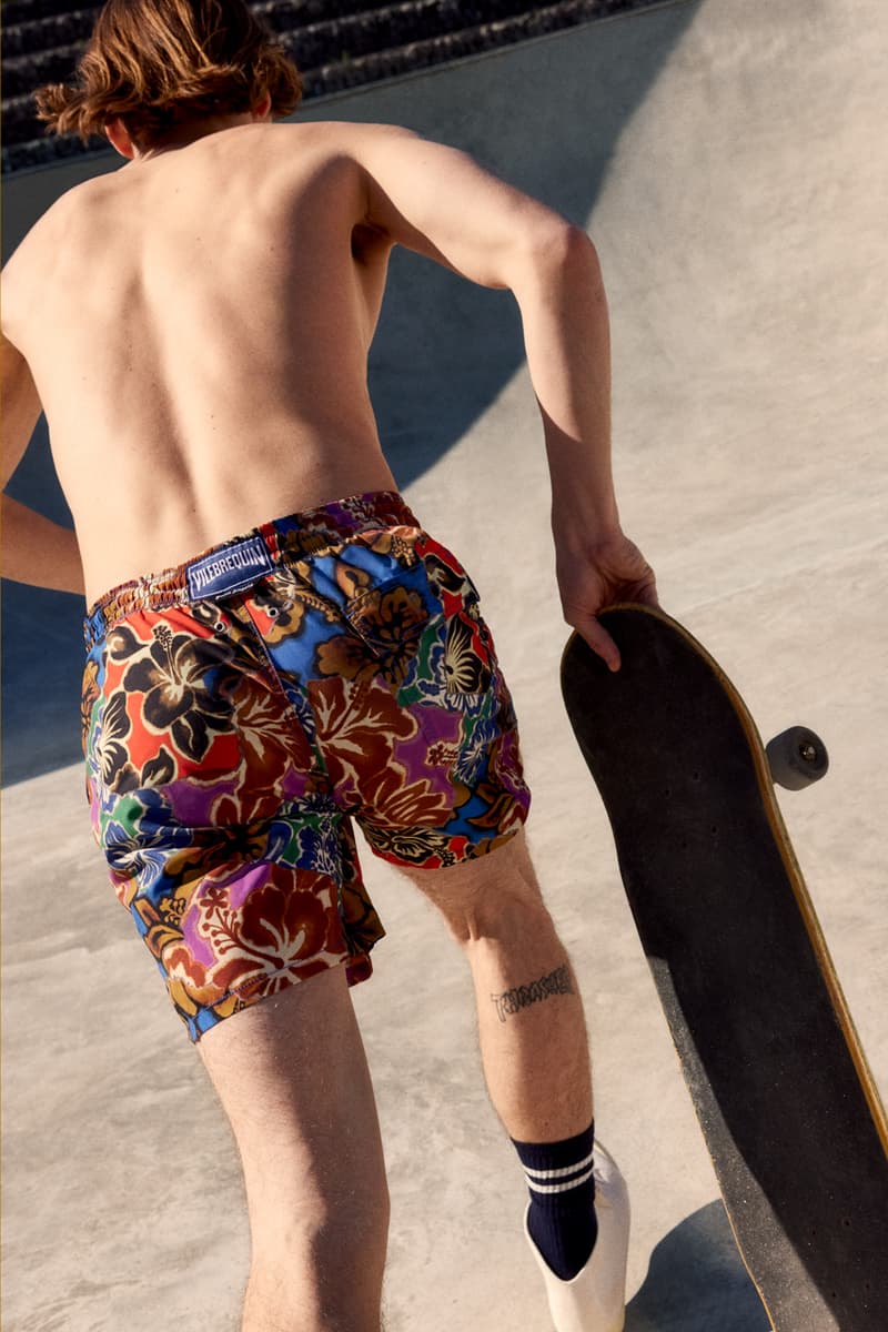 palm angels vilebrequin swimwear trunks shorts hawaiian pattern beach tropical camo paint street art palm tree icon motif logo 
