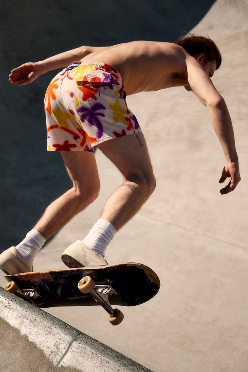 palm angels vilebrequin swimwear trunks shorts hawaiian pattern beach tropical camo paint street art palm tree icon motif logo 