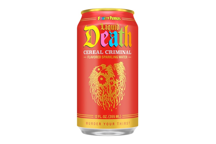Liquid Death Drops "Cereal Criminal" Sparkling Water with Fruity Pebbles Flavor
