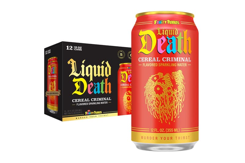 Liquid Death x Fruity Pebbles Cereal Criminal Sparkling Water Release Info