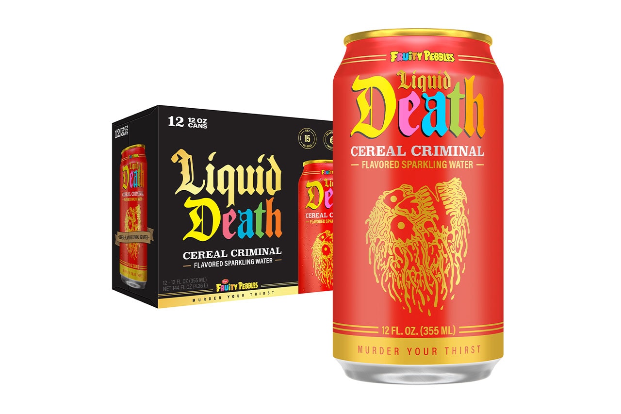 Liquid Death x Fruity Pebbles Cereal Criminal Sparkling Water Release Info