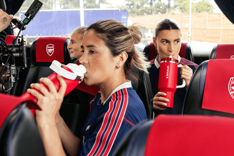 Viral Drinkware Brand Stanley 1913 and Arsenal Football Club Kick Off A Multi-Year Partnership Dropping New Collection Arsenal Quencher ProTour Flip Straw Tumbler and Arsenal Quencher H2.0 FlowState Tumbler, an Arsenal IceFlow Bottle with Fast Flow Lid and an Arsenal Stacking Tumbler