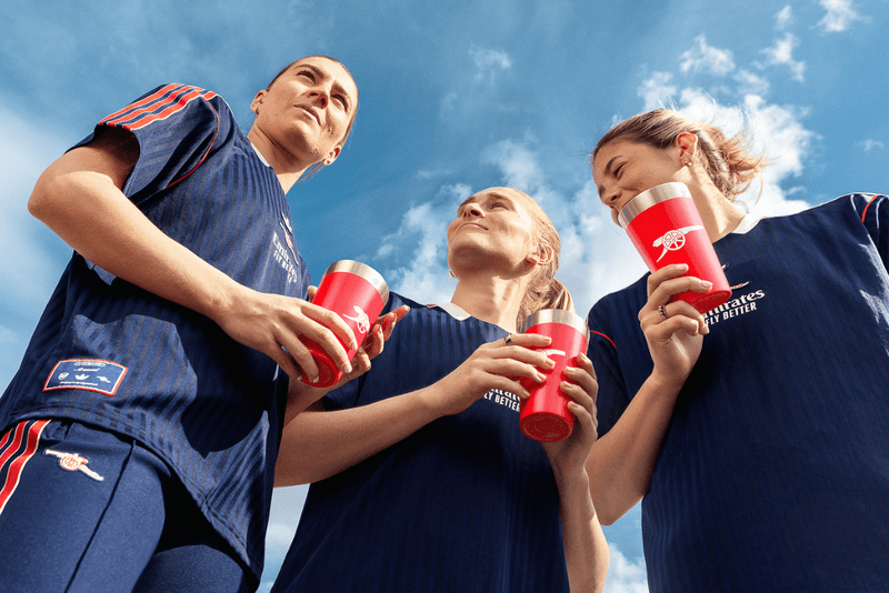 Viral Drinkware Brand Stanley 1913 and Arsenal Football Club Kick Off A Multi-Year Partnership Dropping New Collection Arsenal Quencher ProTour Flip Straw Tumbler and Arsenal Quencher H2.0 FlowState Tumbler, an Arsenal IceFlow Bottle with Fast Flow Lid and an Arsenal Stacking Tumbler