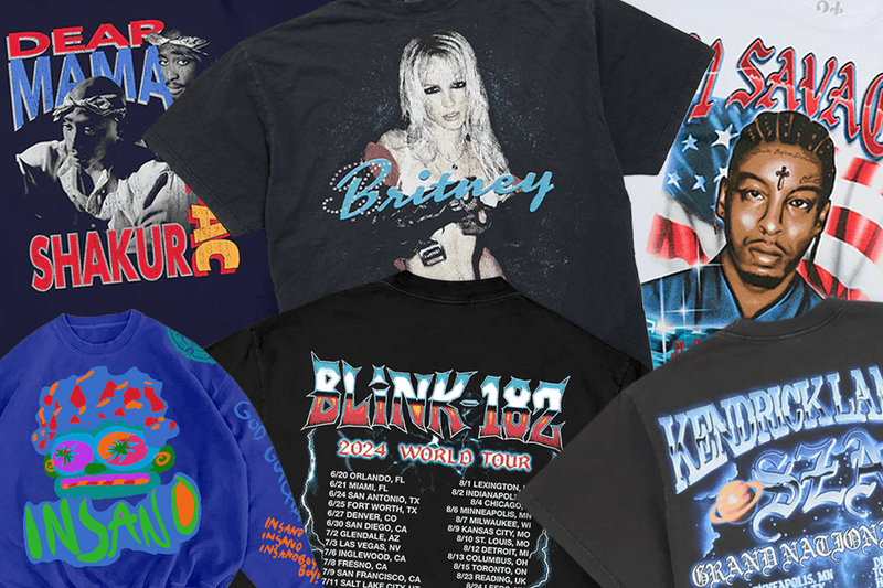 Here Are (Some Of) The Best Artist Shirts Available Now bravado universal music group amine doechii billie eilish kendrick lamar sza rolling stones kith slipknot tupac shakur 2pac dear mama band tees merch music festivals bon iver blink 182 bad bunny ice spice playboi carti the rolling stones kith weeknd psg