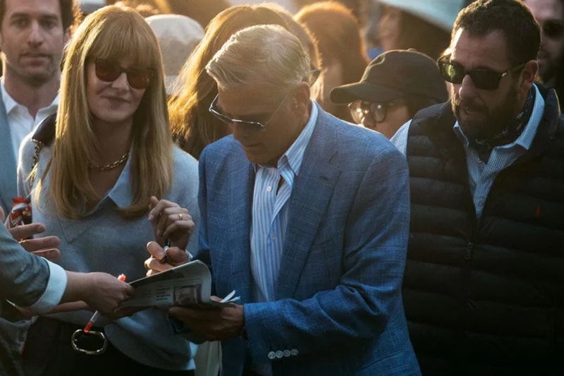 First Look Images of George Clooney and Adam Sandler in Noah Baumbach's Netflix Film 'Jay Kelly' comedy drama venice film festival , Laura Dern, Billy Crudup, Grace Edwards, Stacy Keach, Riley Keough, Isla Fisher, Jim Broadbent, Greta Gerwig, Patrick Wilson