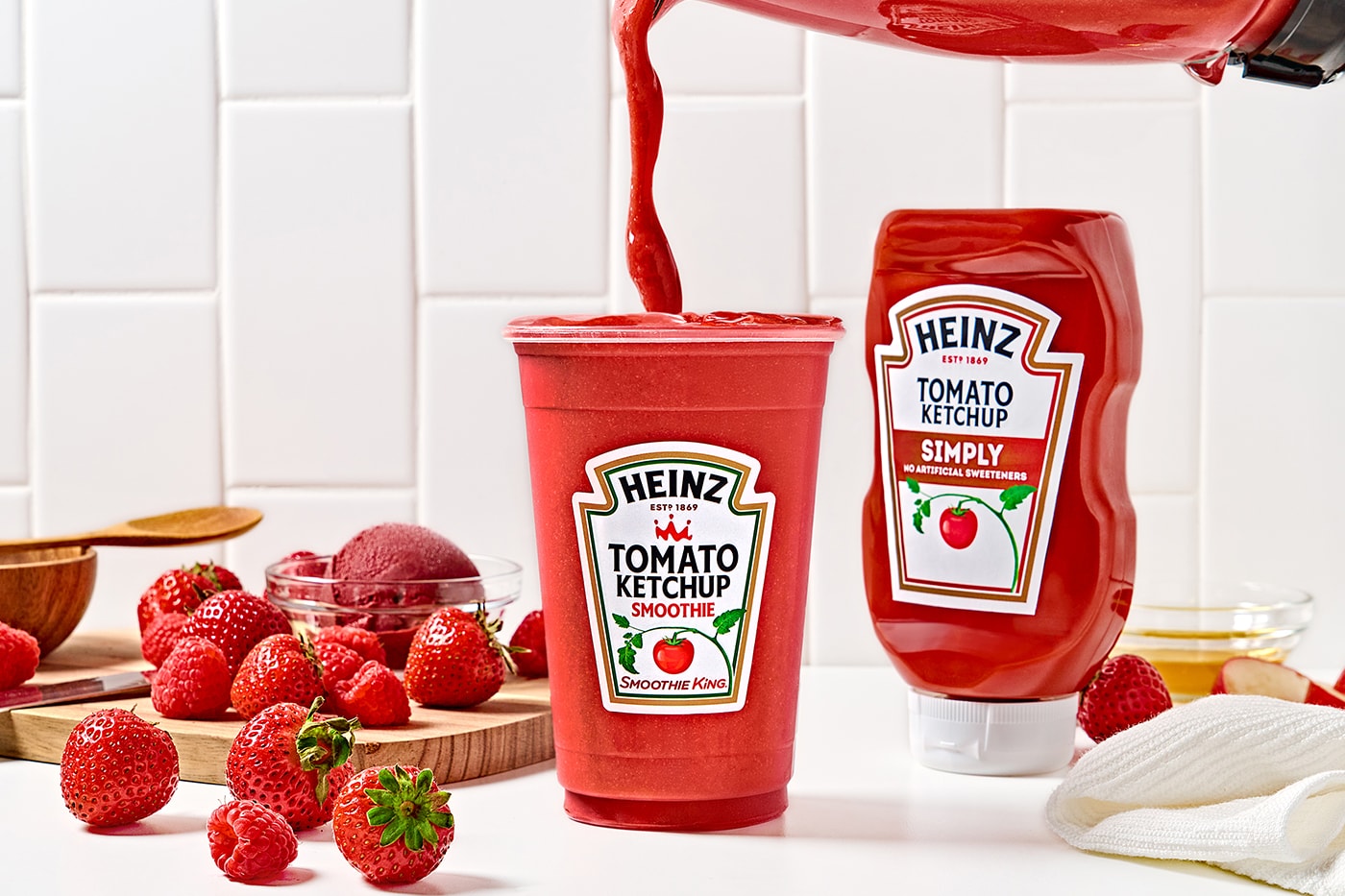 HEINZ and Smoothie King Drop First-Ever Ketchup Smoothie Acai sorbet, crisp apple juice, juicy strawberries, and tart raspberries ketchup