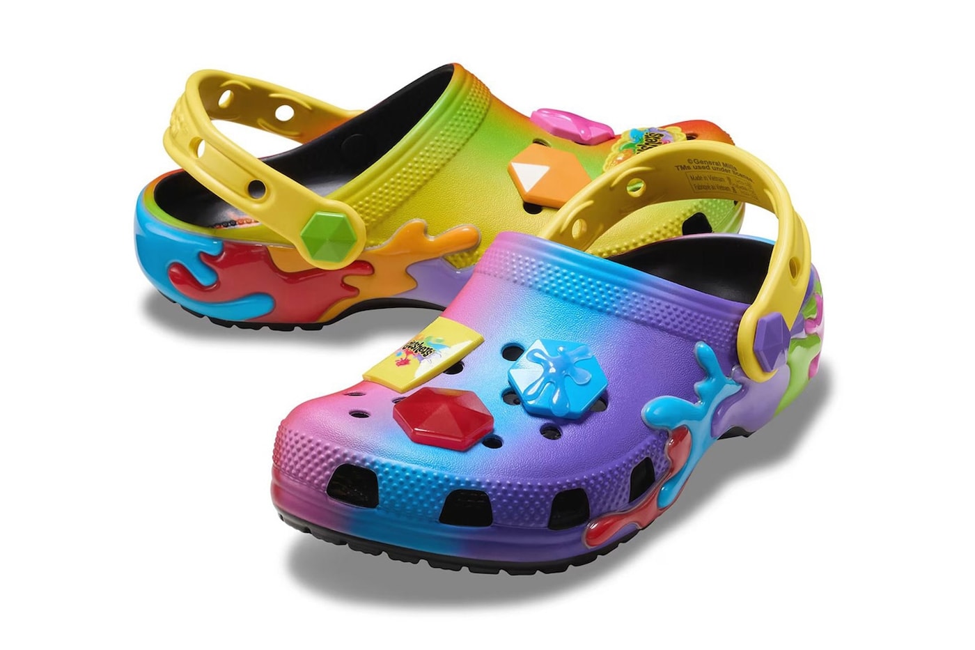 Crocs Reveals Colorful Gushers Collaborative Classic Clog nostalgic candy 90s