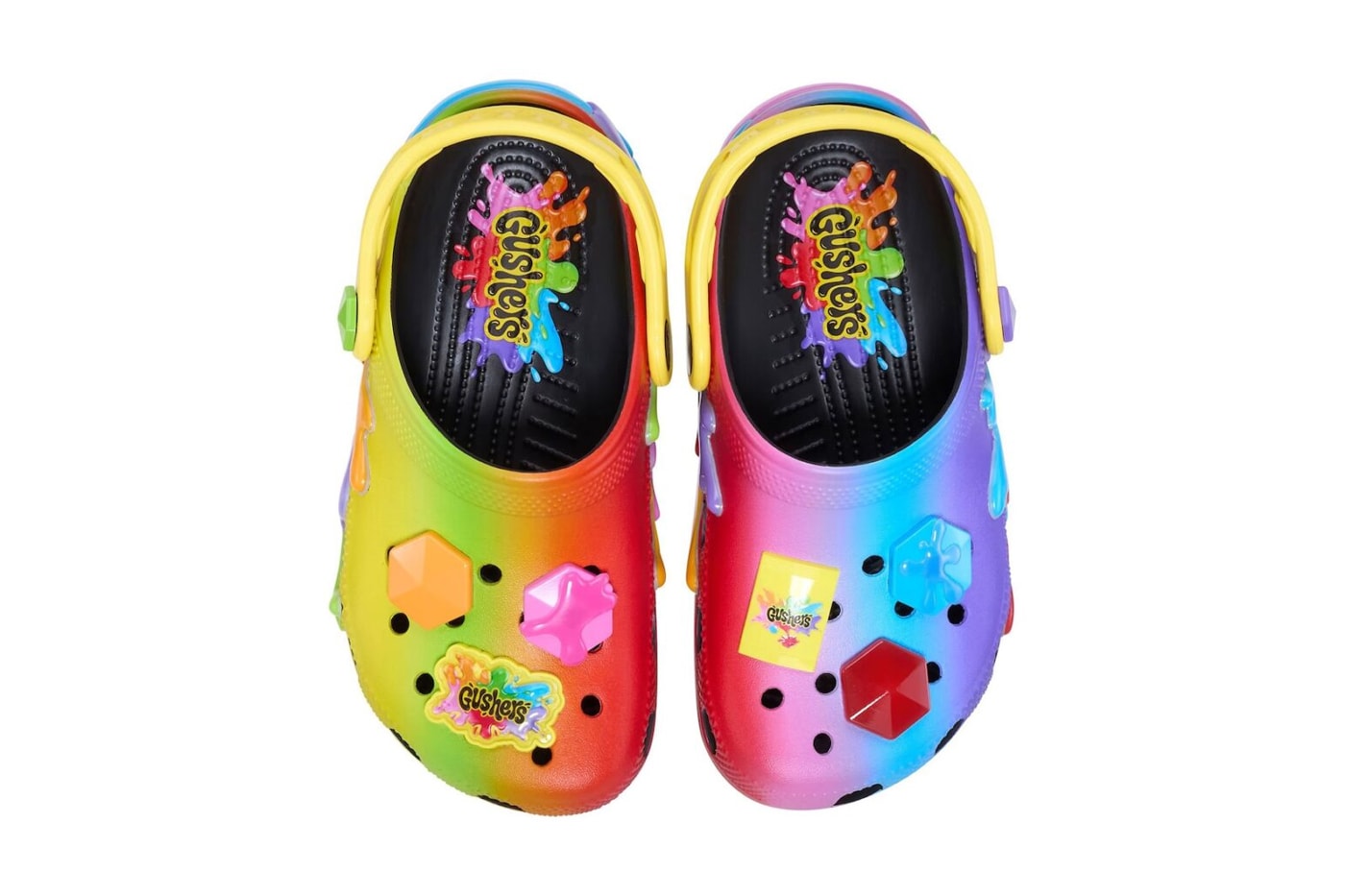 Crocs Reveals Colorful Gushers Collaborative Classic Clog nostalgic candy 90s