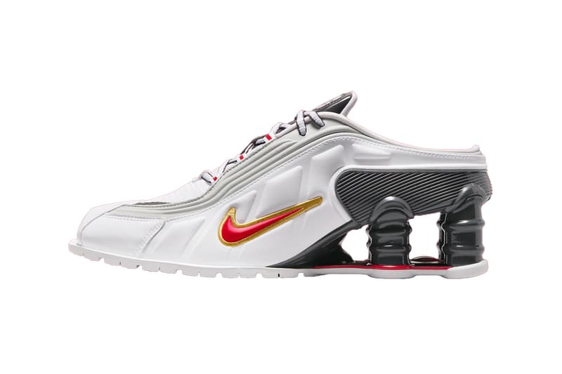 Martine Rose x Nike Shox MR4 "Fire Red” "Metallic Platinum" IM5420-600 IM5420-100 Release Info 
