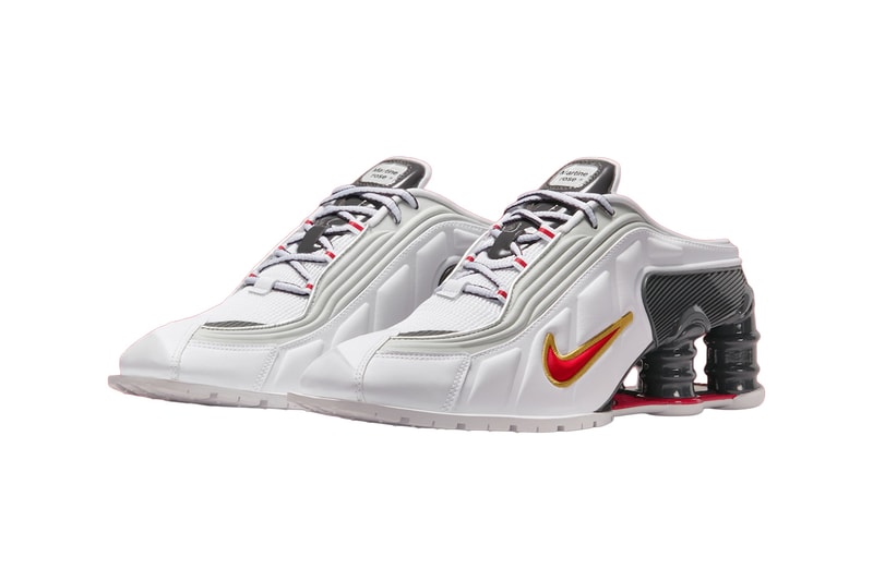 Martine Rose x Nike Shox MR4 "Fire Red” "Metallic Platinum" IM5420-600 IM5420-100 Release Info 