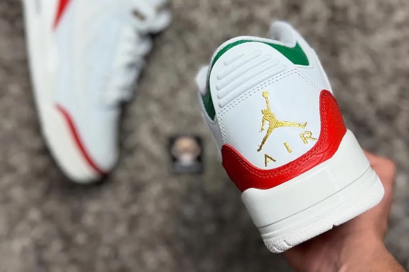 First Look at the Air Jordan 3 Mexico "El Vuelo" Summit White/Metallic Gold-Pine Green-Dragon Red-Sail  IO1752-100