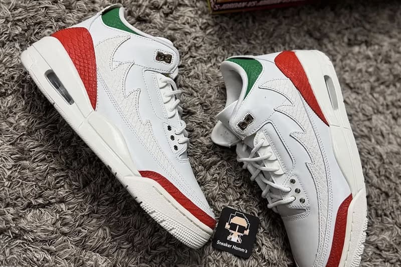 First Look at the Air Jordan 3 Mexico "El Vuelo" Summit White/Metallic Gold-Pine Green-Dragon Red-Sail  IO1752-100