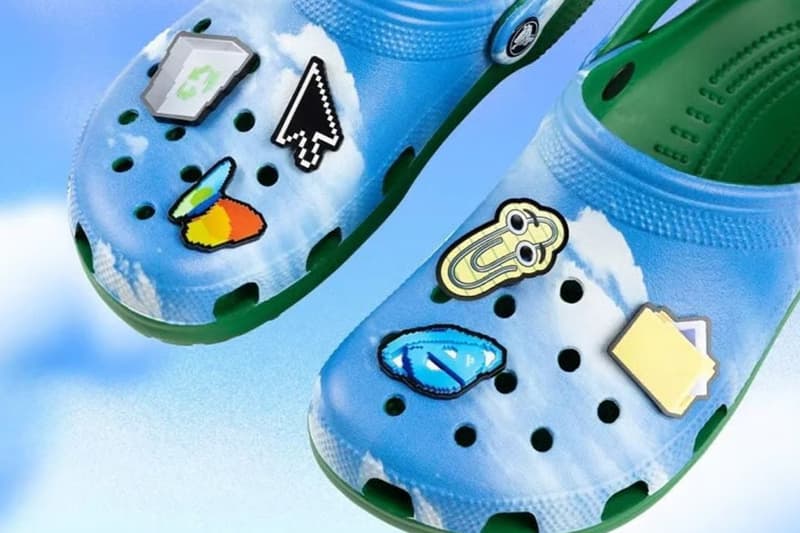 Microsoft Celebrates 50 Years With Exclusive Windows XP-Themed Crocs Classic Clog sky bue green wallpaper background 