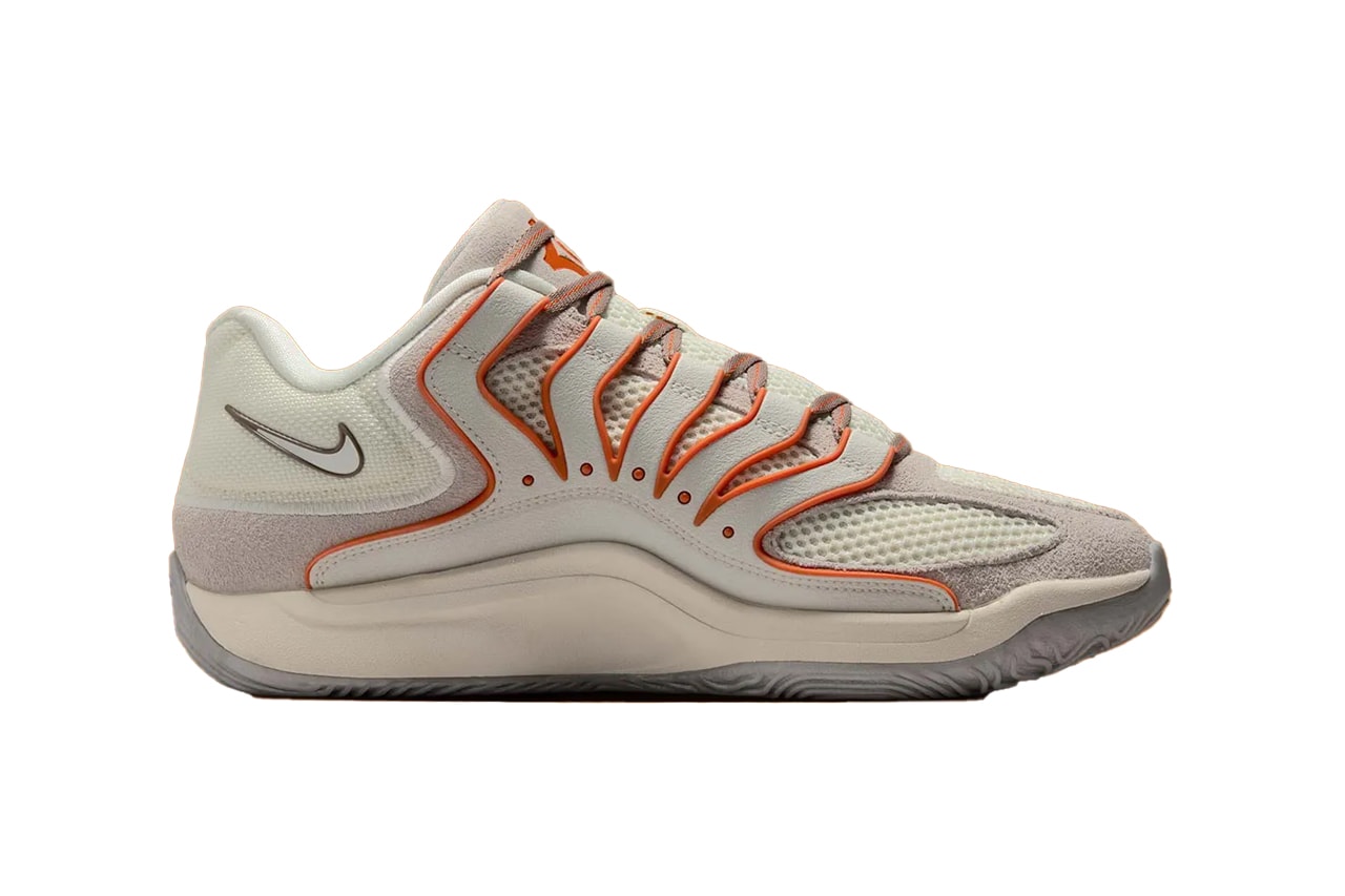Nike KD 18 “Rise” Soft Pearl/Light Bone-Campfire Orange-Light Iron Ore  HV1992-003 Release Info Kevin Durant