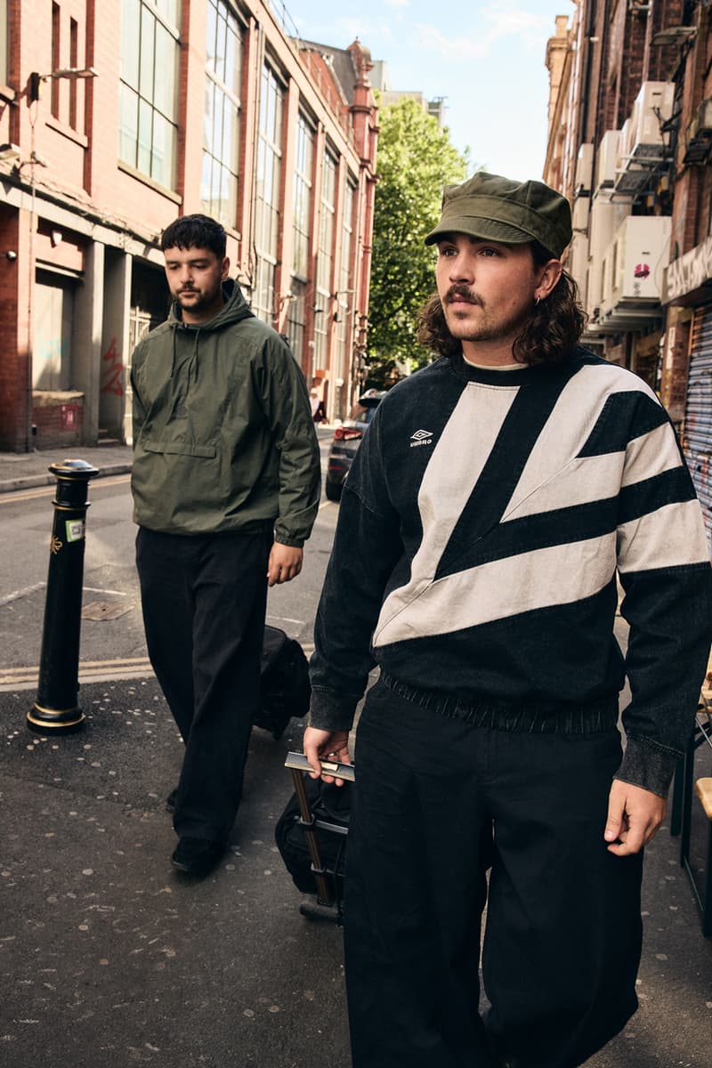 umbro fall winter 2025 northern quarter collection music manchester britpop oasis blur jersey cagoule manchester city united football t-shirt hoodie shell suit 