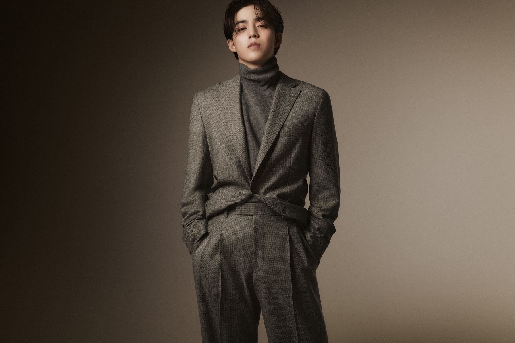 boss ishaan khatter aaron pierre amelia gray be the next boss campaign fall winter 2025 s.coups taylor fritz suit “New Trouser” knit italian wool nappa leather