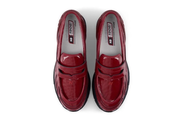 New Balance 1906L Surfaces in "Red Croc" U1906LCS loafer hybrid patent leather red black