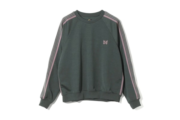 NEEDLES Unveils FW25 Classic Track Suit Series jacket pant poly smooth crew neck shirt butterfly red green maroon brown