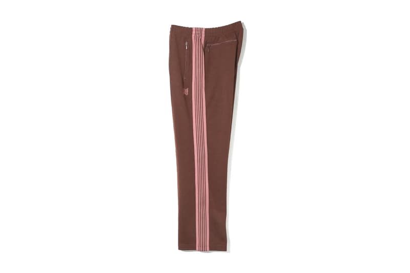 NEEDLES Unveils FW25 Classic Track Suit Series jacket pant poly smooth crew neck shirt butterfly red green maroon brown