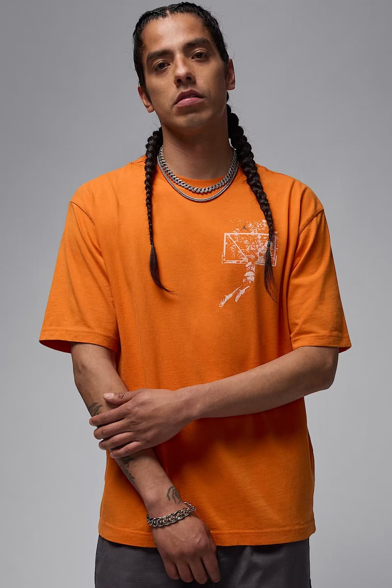 Jordan Brand Drops New Tees Honoring the "Shattered Backboard" Dunk black white orange aj1 michael jordan italy 1985
