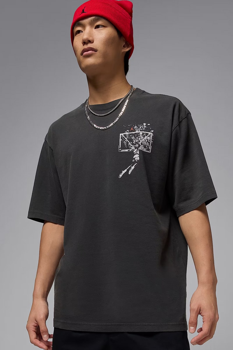 Jordan Brand Drops New Tees Honoring the "Shattered Backboard" Dunk black white orange aj1 michael jordan italy 1985