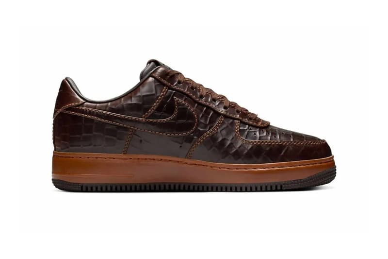 Nike Air Force 1 Low Gets Luxe With "Croc/Fauna Brown" Release Info croc leather