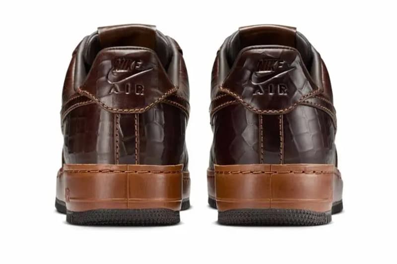 Nike Air Force 1 Low Gets Luxe With "Croc/Fauna Brown" Release Info croc leather