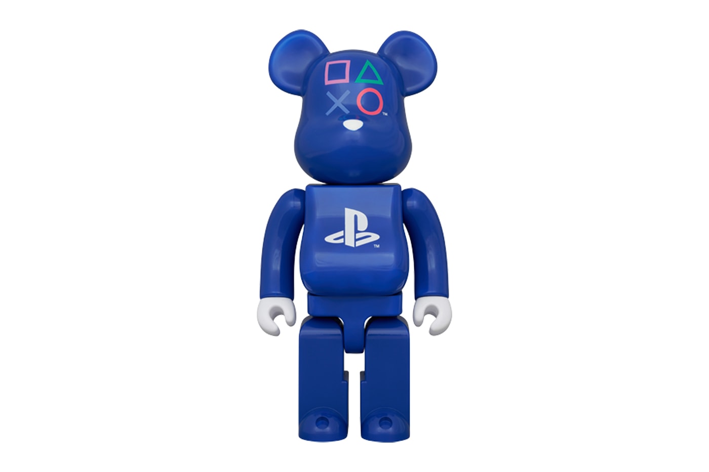 PlayStation and MEDICOM TOY Reveal Collaborative BE@RBRICK 400% controller og vintage logo triangle circle cross x square buttons symol