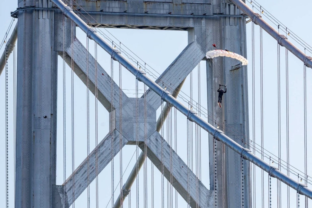 Sean MacCormac Became the First Person to Skysurf the San Francisco Bay Bridge — And He Did It Wearing Prada