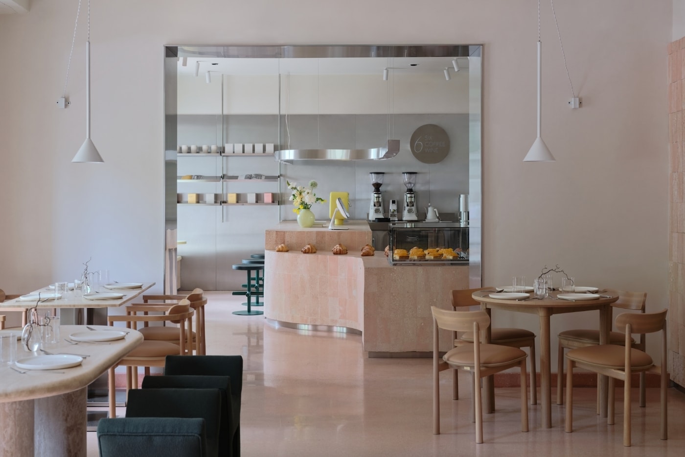 NAAW Studio Six Coffee + Wine Almaty Kazakhstan cafe interior design Aq Objects Bauyrzhan Sabit Dunie
