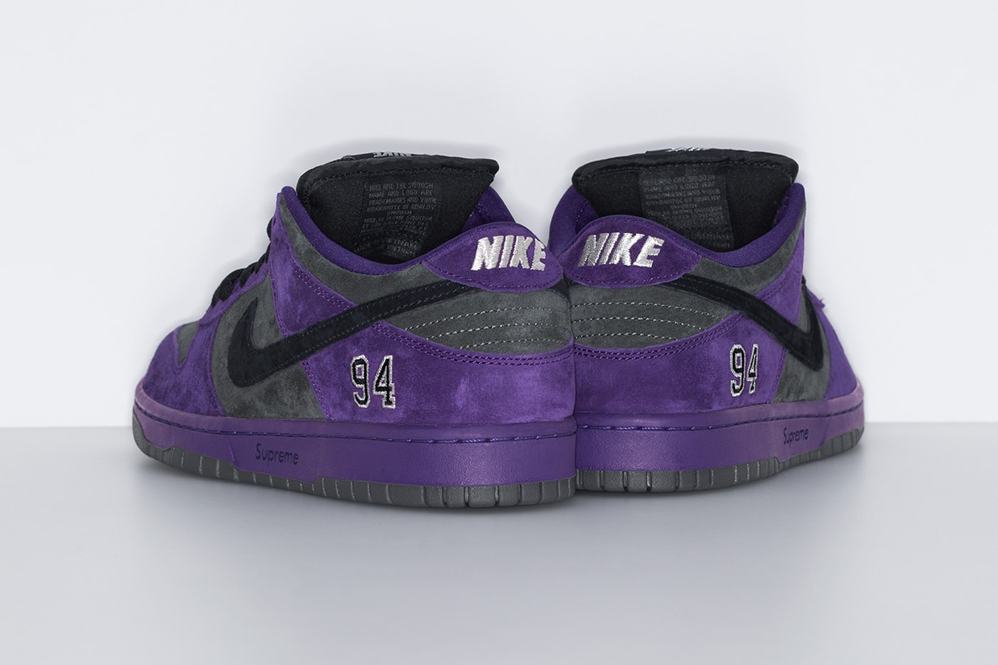 Supreme x Nike SB Dunk Low Fall 2025 Collaboration white black blue purple green suede nubuck leather 3m reflective 94 red supreme insole
