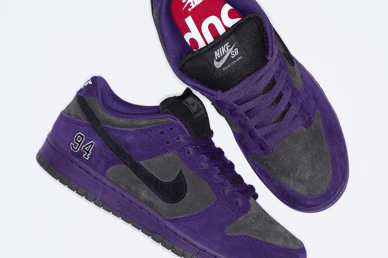 Supreme x Nike SB Dunk Low Fall 2025 Collaboration white black blue purple green suede nubuck leather 3m reflective 94 red supreme insole