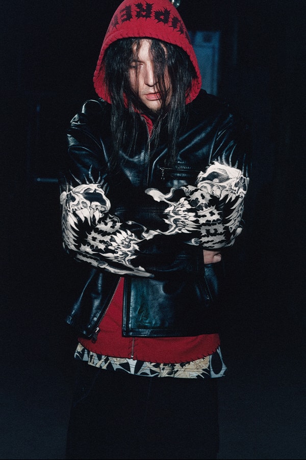 Supreme x Y's by Yohji Yamamoto Fall 2025 Collaborationfaux fur windstopper hooded bomber jacket leather denim jacket sweater tees 6-panel cap silver bracelet silver wallet chain hand fan punk