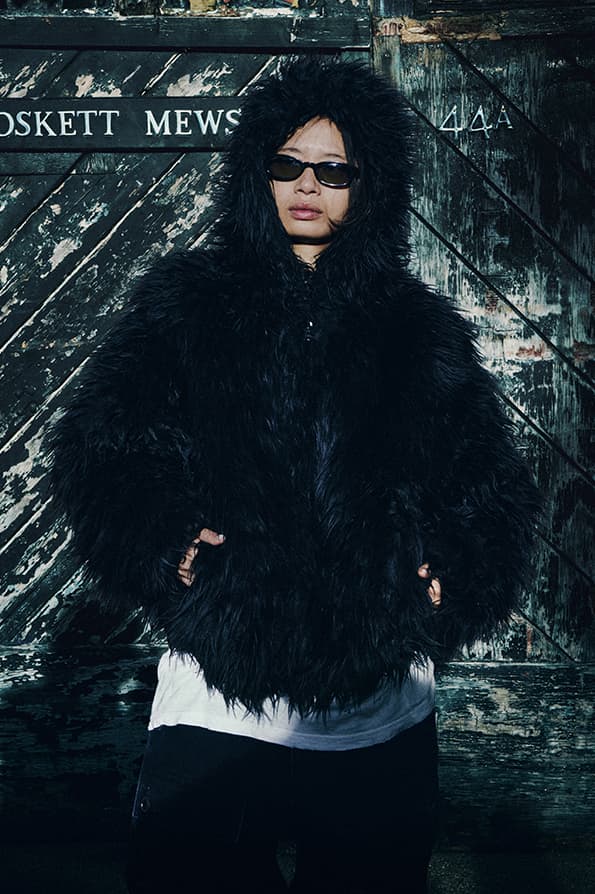 Supreme x Y's by Yohji Yamamoto Fall 2025 Collaborationfaux fur windstopper hooded bomber jacket leather denim jacket sweater tees 6-panel cap silver bracelet silver wallet chain hand fan punk