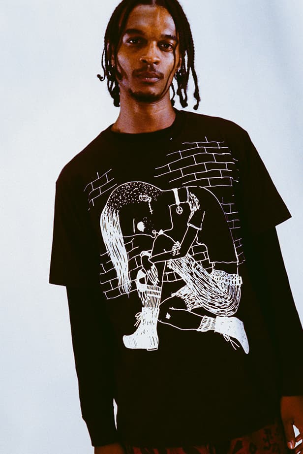 Supreme x Y's by Yohji Yamamoto Fall 2025 Collaborationfaux fur windstopper hooded bomber jacket leather denim jacket sweater tees 6-panel cap silver bracelet silver wallet chain hand fan punk