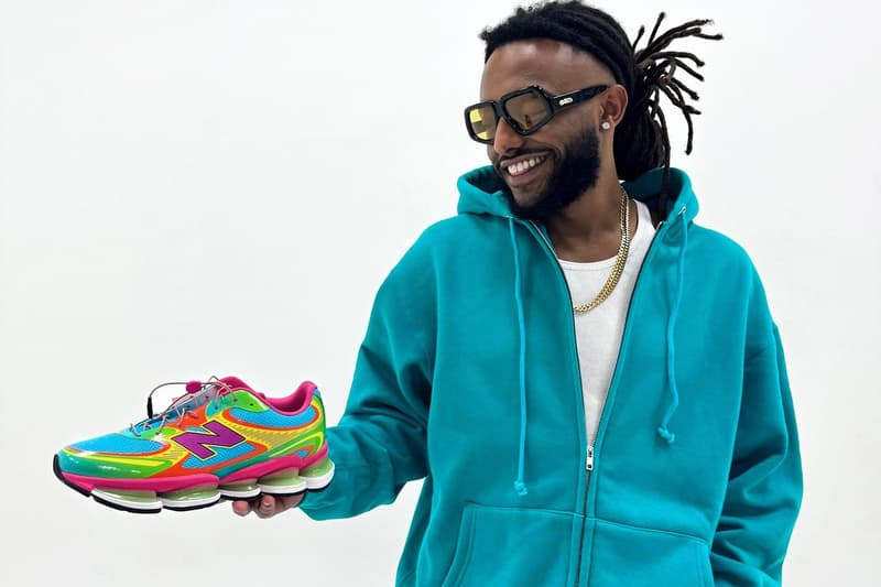 Aminé Unveils Exclusive The Best Day Ever Fest New Balance Biblioteca 2000 Colorway multicolor glow in the dark limited release
