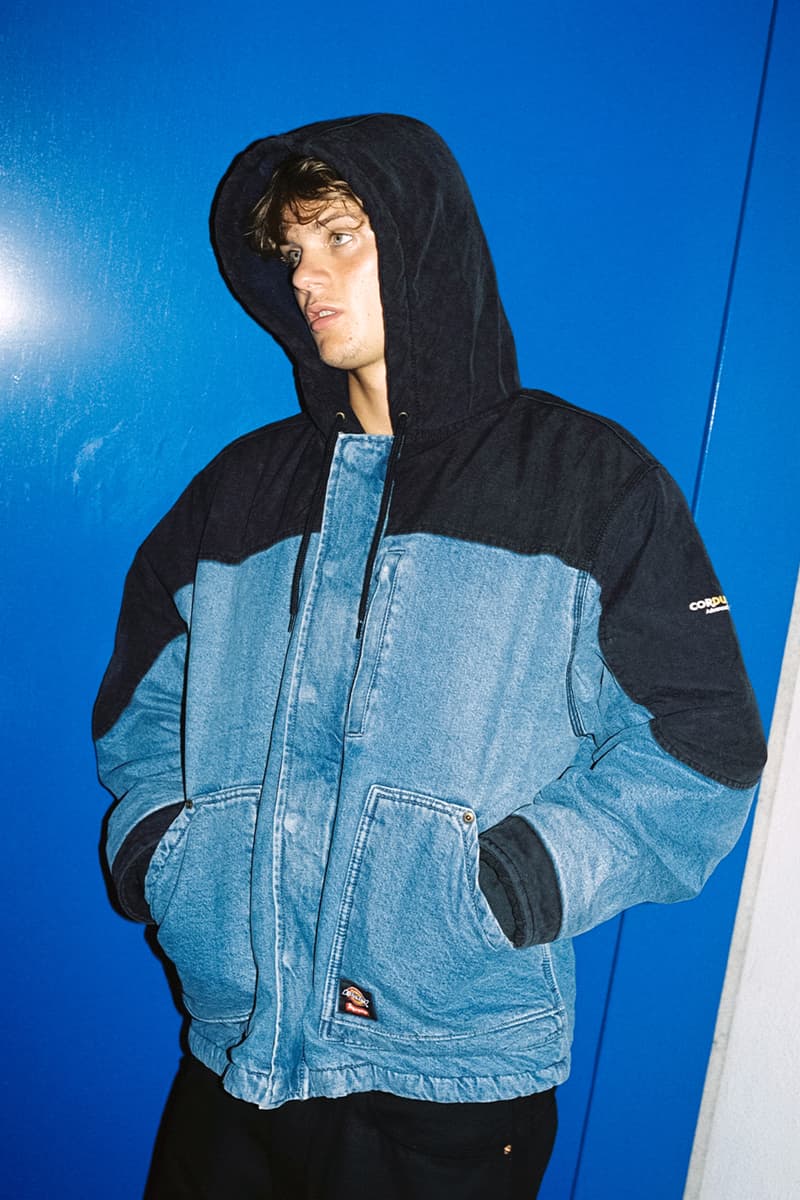 Supreme x Dickies Fall 2025 Collaboration Reversible Quilted Faux Fur Work Jacket, Cordura® Hooded Work Jacket, Hooded Flannel Shirt, Thermal, Hooded Sweatshirt, Cordura® Cargo Pant and Cordura® 6-Panel