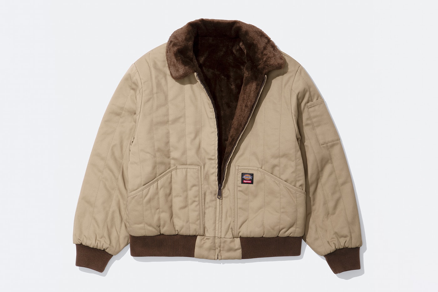 Supreme x Dickies Fall 2025 Collaboration Reversible Quilted Faux Fur Work Jacket, Cordura® Hooded Work Jacket, Hooded Flannel Shirt, Thermal, Hooded Sweatshirt, Cordura® Cargo Pant and Cordura® 6-Panel