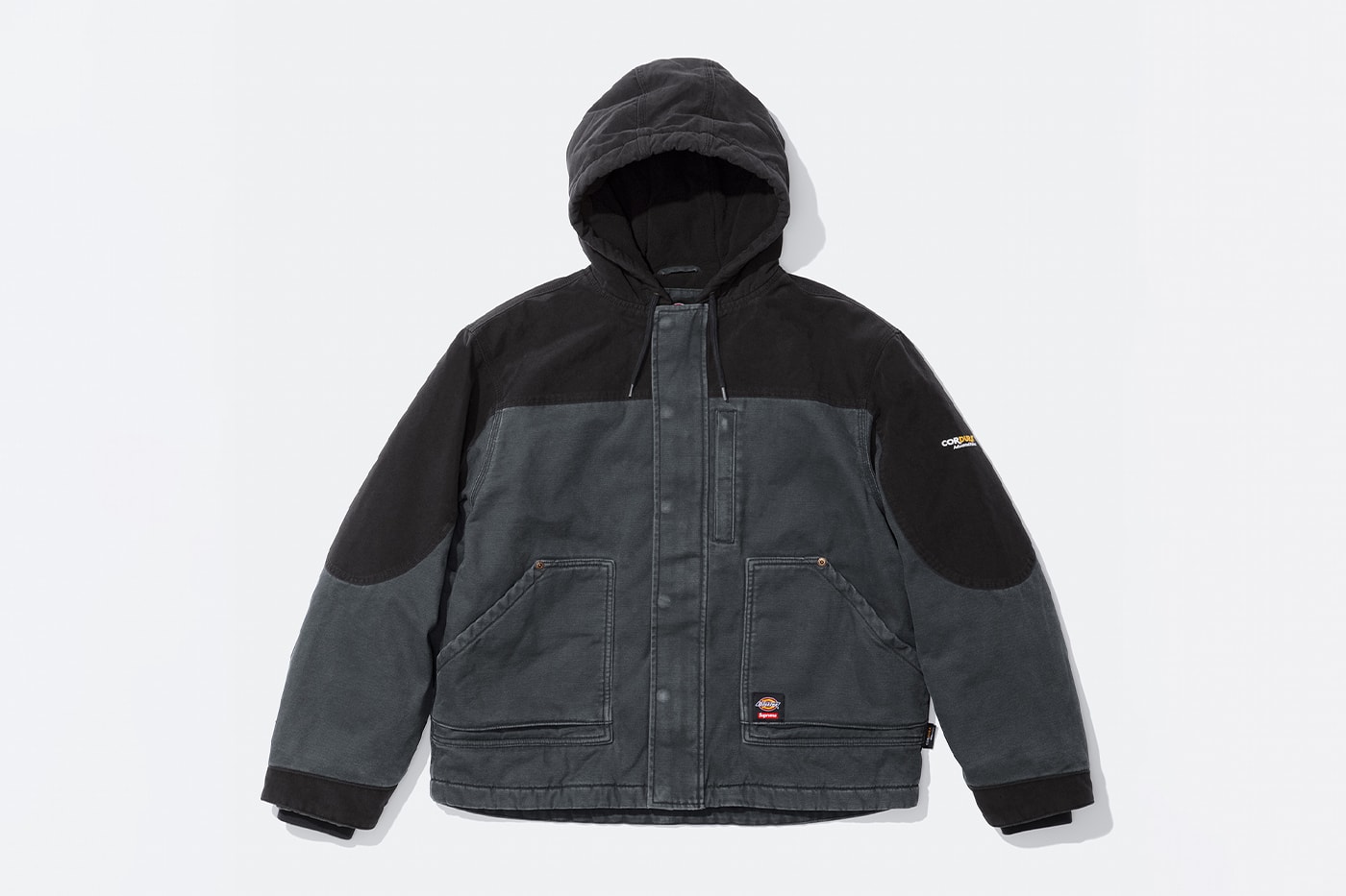Supreme x Dickies Fall 2025 Collaboration Reversible Quilted Faux Fur Work Jacket, Cordura® Hooded Work Jacket, Hooded Flannel Shirt, Thermal, Hooded Sweatshirt, Cordura® Cargo Pant and Cordura® 6-Panel
