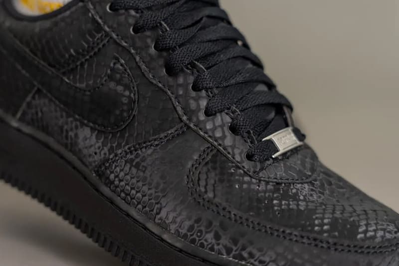 On-Feet Look at Kobe Bryant x Nike Air Force 1 Low “Black” mamba snake skin leather all black af1 swoosh